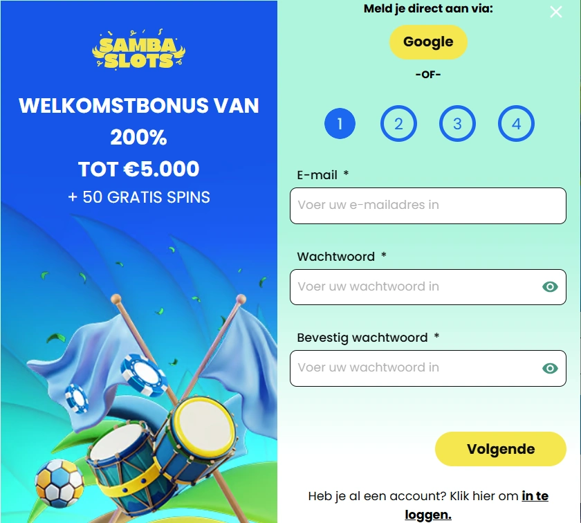 Samba Slots registreren en KYC: account, verificatie en NL-aandachtspunten